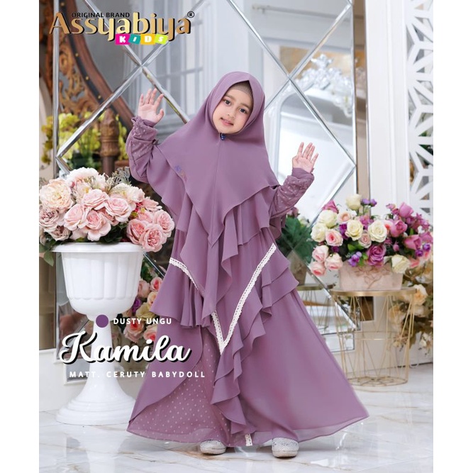Ready stock gamis anak Camila set assyabiya