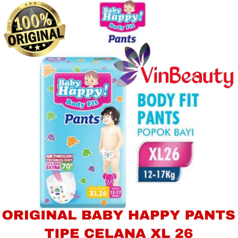 BABY HAPPY XL 26 / PEMPERS BAYI TIPE CELANA / DIAPERS ANAK / POPOK BAYI XL26