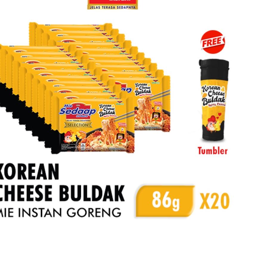 

☛ Mie Sedaap Korean Cheese Buldak 86 gr x20 Free Tumbler ♪