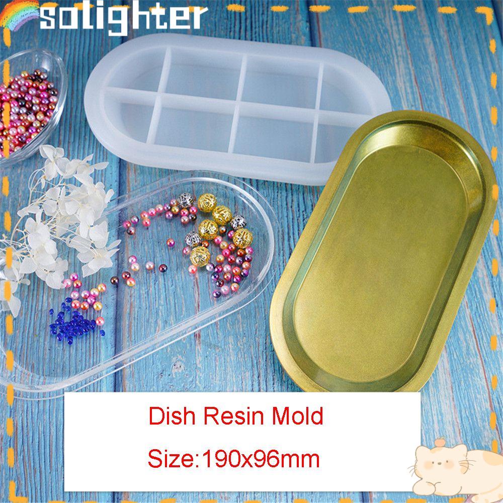 Solighter Cetakan Resin DIY Oval Alat Membuat Perhiasan Piring Bulat