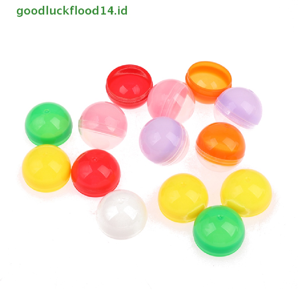 [GOOGFOUR] 100 Pcs Plastik Kosong Mainan Vending Kapsul Setengah Bening Half Color Round Ball [TOP]