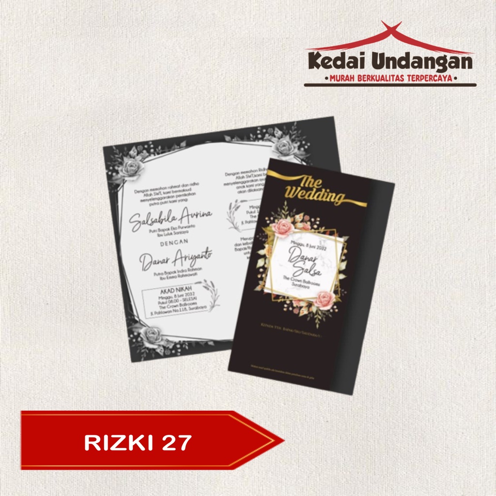 Kertas Blangko Undangan Pernikahan RIZKI 27 Harga Grosir FREE KATALOG