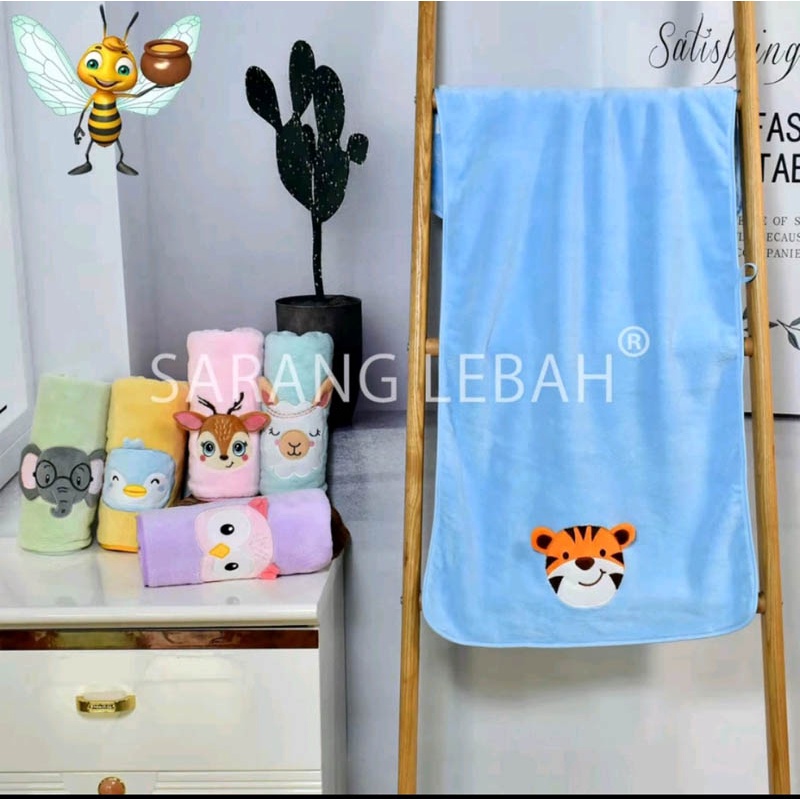 Handuk Bayi  Sarang lebah Berkarakter 3D Applicator Premium Bahan Microfiber 50x100cm