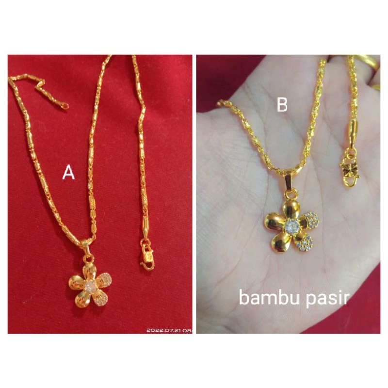 kalung bambu cc zicron 45cm,50cm dan 60cm lapis emas 24k