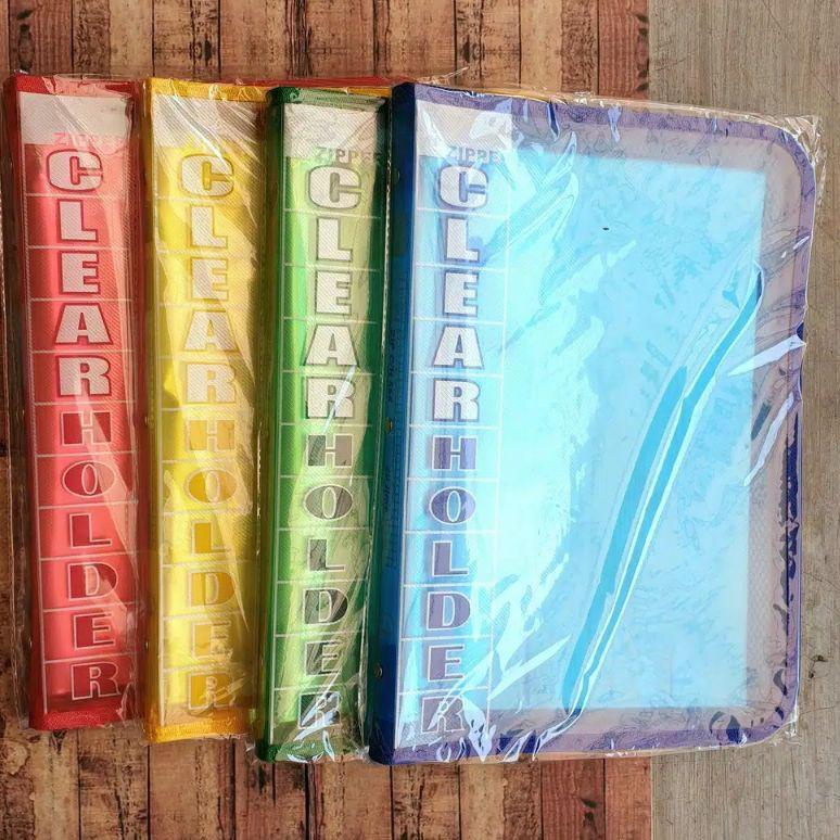 

→ Clear Holder Zipper Isi 20 - 40 - 60 Lembar Plastik TOPLA / Map Plastik Resleting Folio →COD