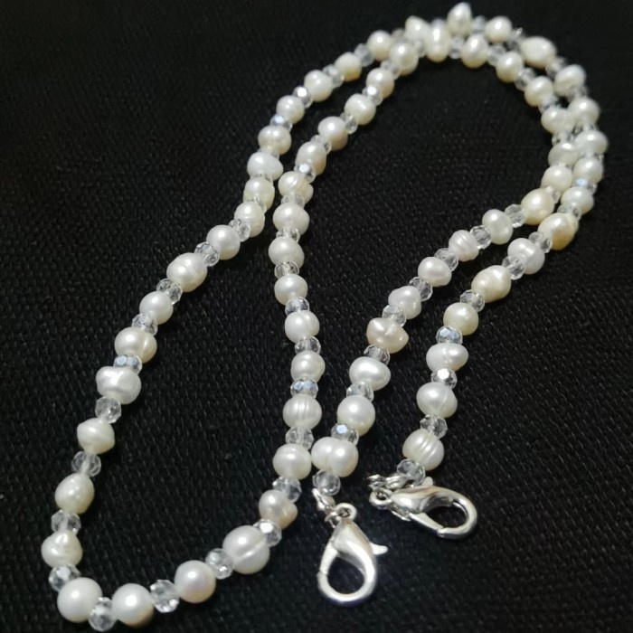 ~~~~~] Tali Masker Mutiara Lombok Asli Kristal Mask Strap Hijab Konektor Mura