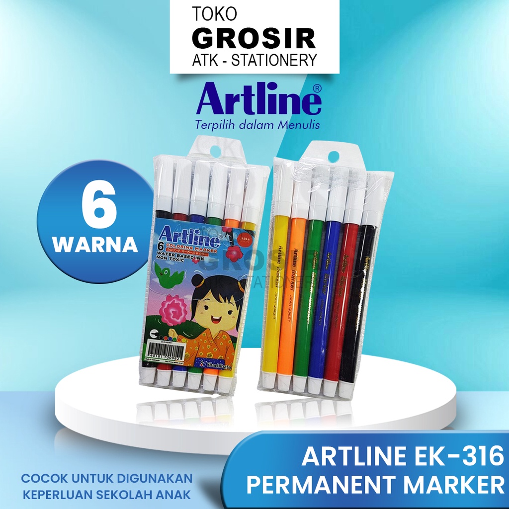 

SPIDOL KECIL WARNA ARTLINE COLORING MARKER EK-316 / 6 WARNA