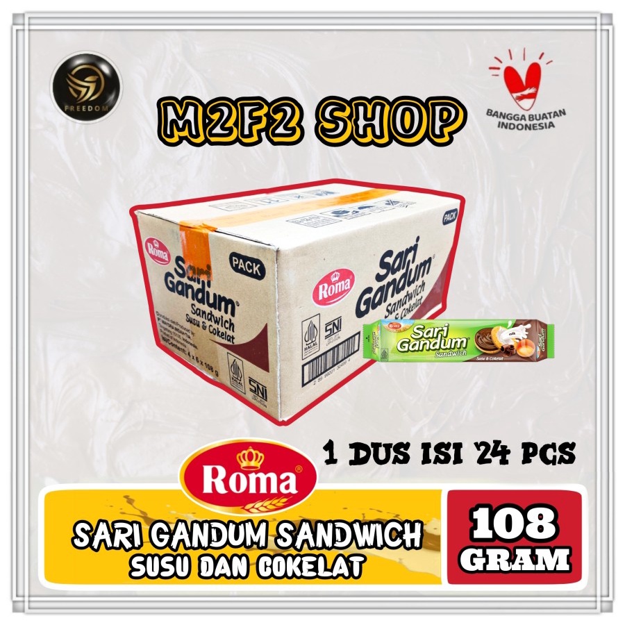 

Roma Biskuit Sari Gandum Sandwich Susu dan Cokelat - 108 gr (Kemasan Karton)