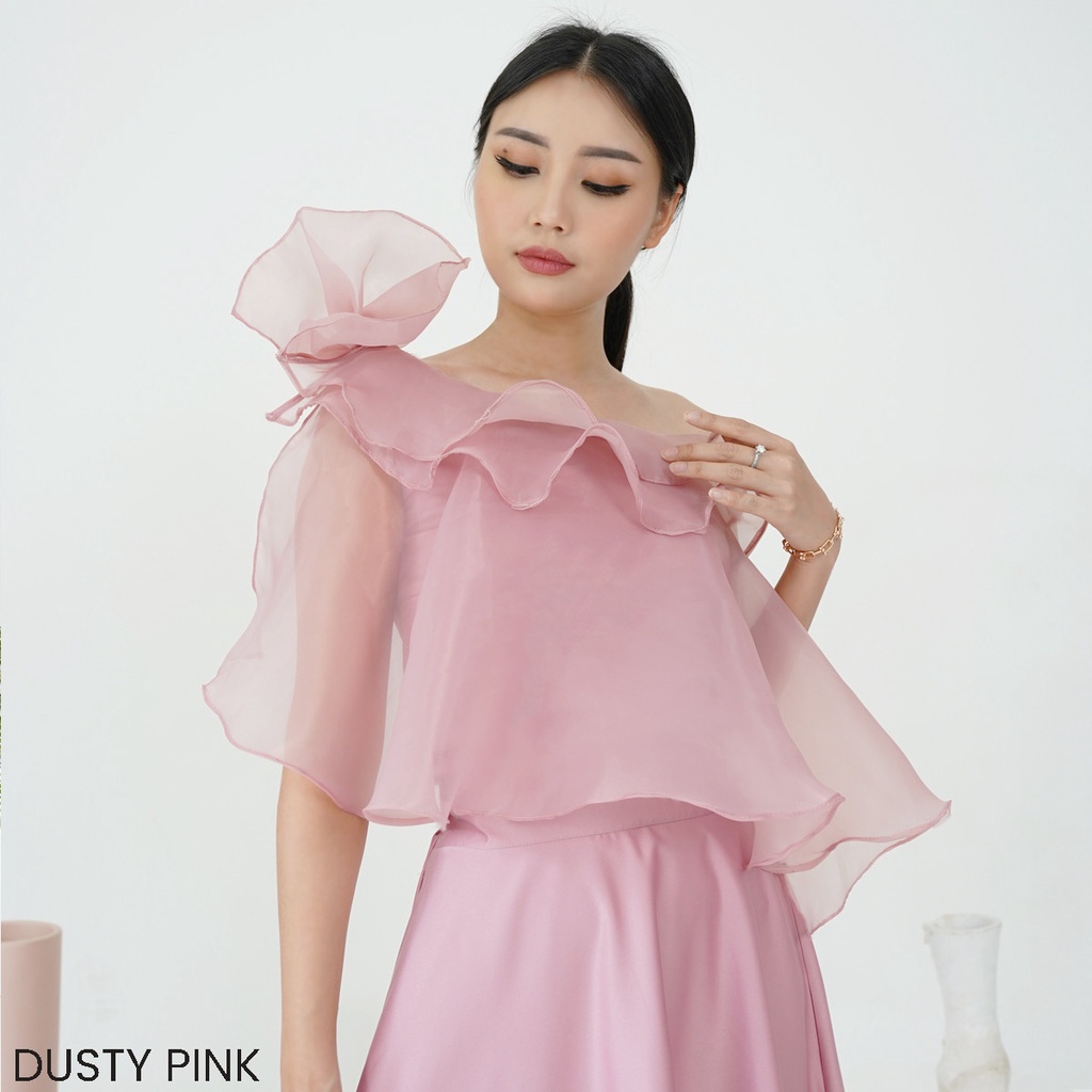 Top Ruffle Top Organza Meydina Atasan Blouse Wanita atasan