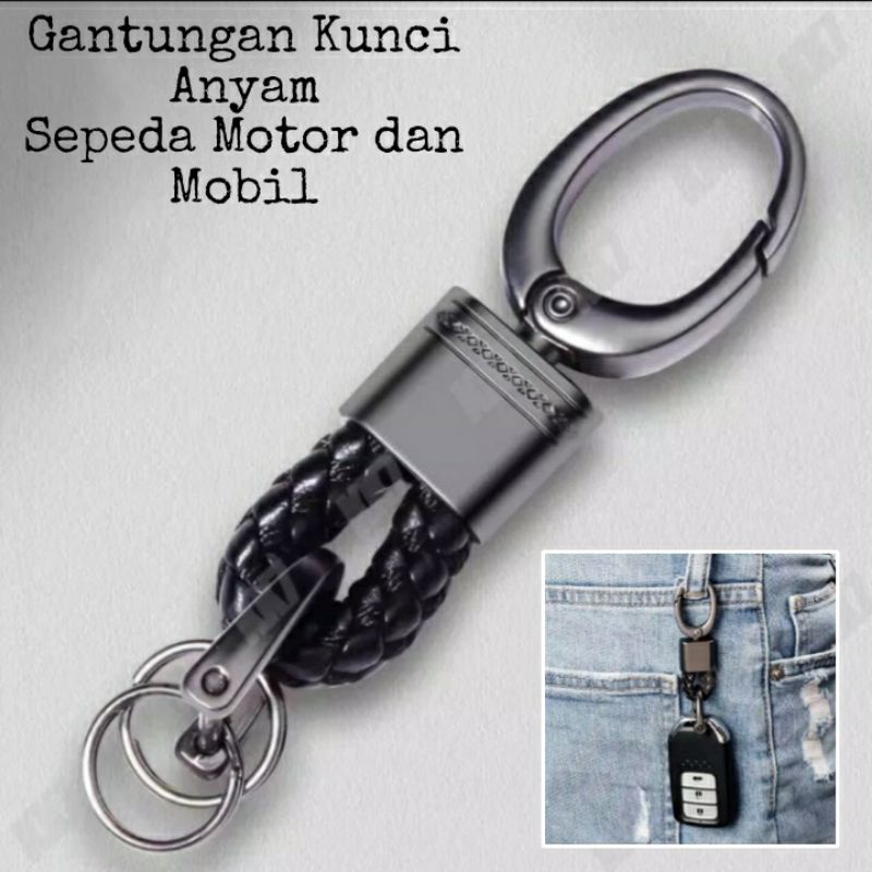 Gantungan Kunci ANYAM Stainles anti karat Mobil dan Sepeda Motor