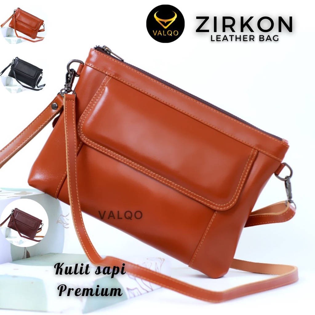 [VALQO] Tas kulit ZIRKON kulit sapi Polos Clutch Cewek Perempuan Wanita Bisa jadi tas dan pouch COD