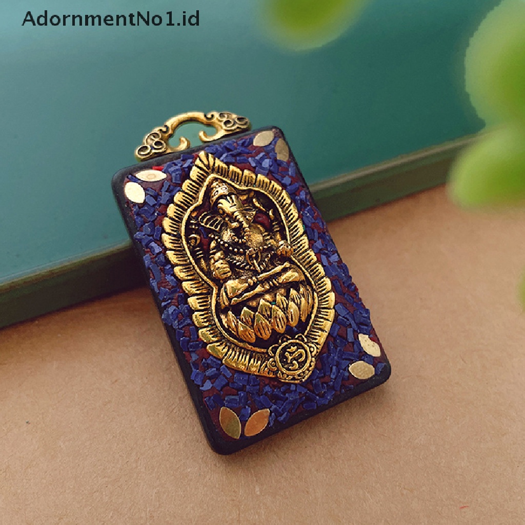 [AdornmentNo1] Patung Buddha Nepal Thangka Vintage God Ebony Elephant Pendant Necklace Eksotis Untuk Rantai Liontin [ID]