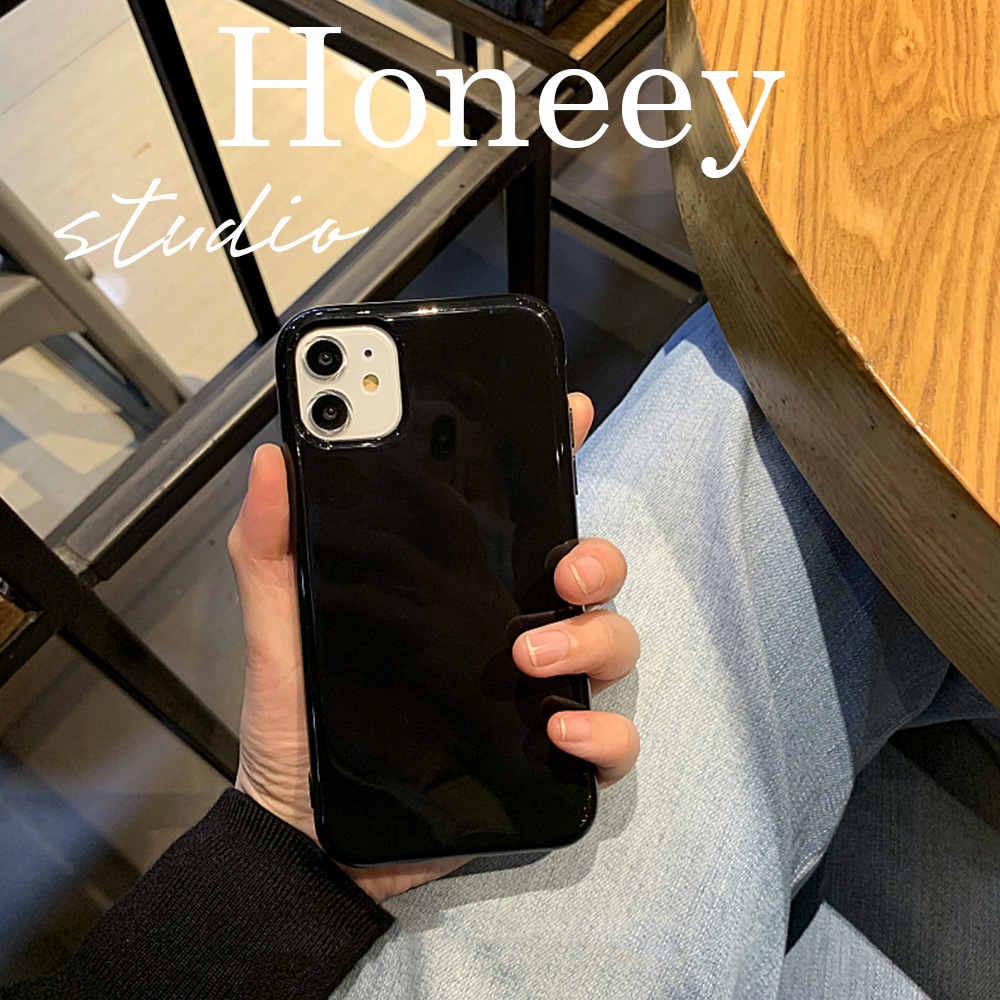 Soft Case TPU Hitam Glossy Cover IPhone 14 13 12 11 Pro Max X Xs Max XR 8 7 Plus