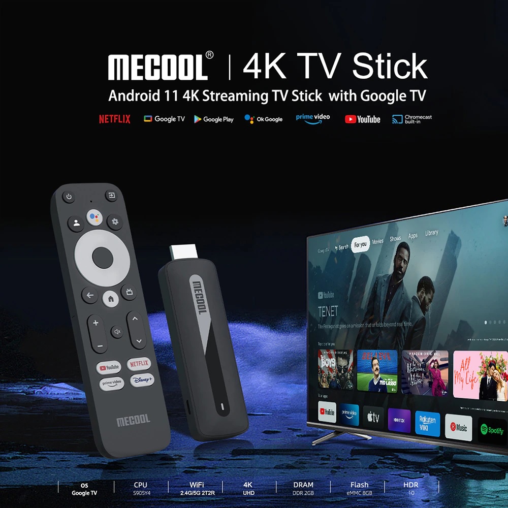 AKN88 - MECOOL KD3 - 4K UHD Google TV Stick - Media Player Google Certified