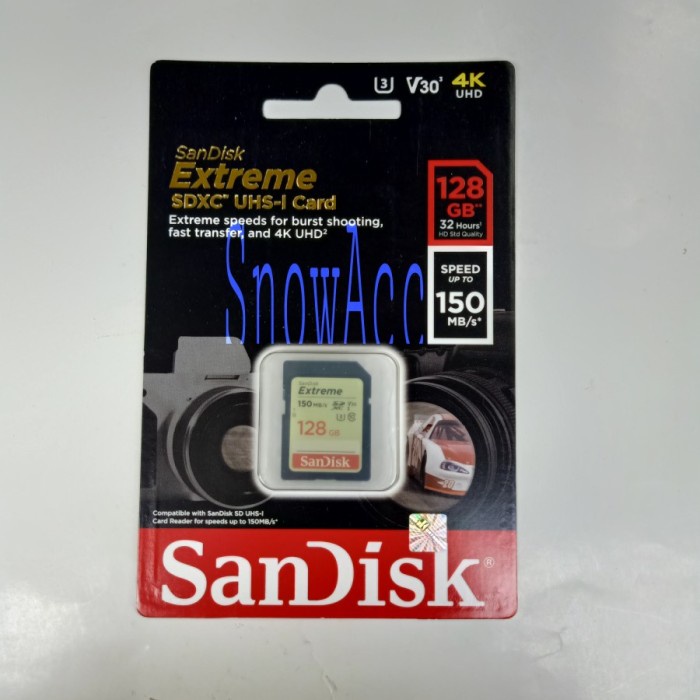 {DeliStore} Sandisk Memory SDHC EXTREME 128GB Memori Kamera Camera SD Card 128 GB - SD CARD Diskon