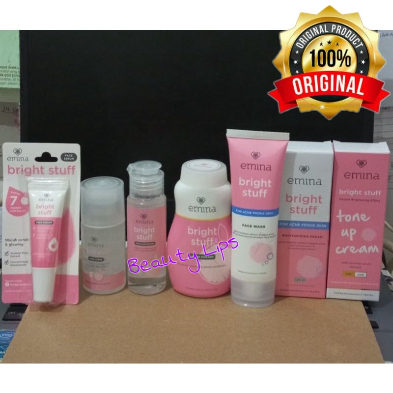 PAKET EMINA Bright Stuff for Acne Prone Skin isi 7 Komplit Original 100%