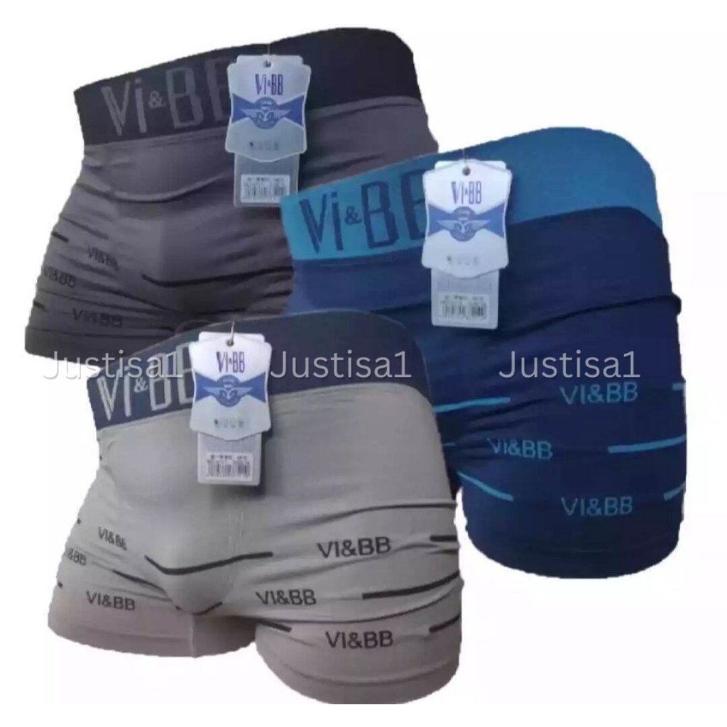 3 PCS BOXER VIBB - CD PRIA DEWASA  BOXER BAHAN RAJUT TAMPA JAHITAN Berkualitas