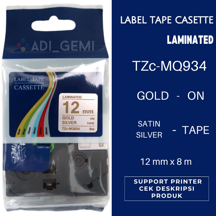 

Compatible Label Tape Brother TZc-MQ934 Gold On Satin Silver 12mm