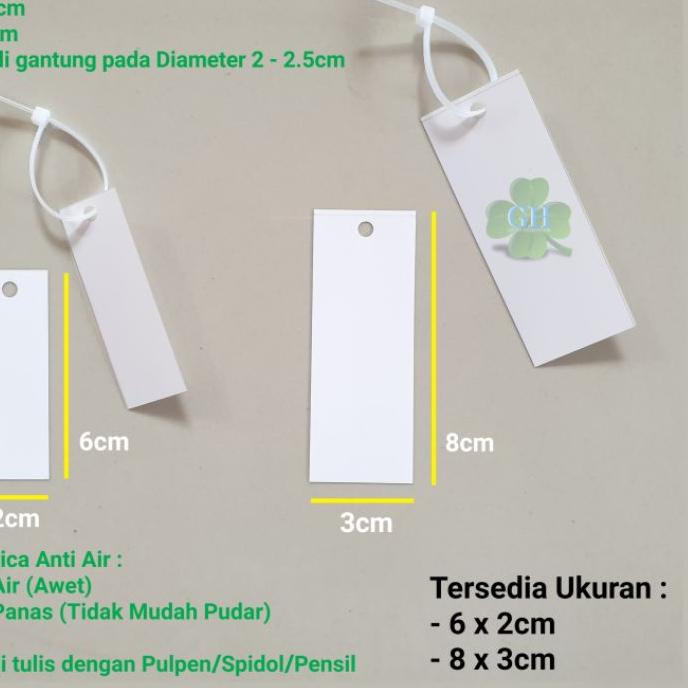 

✓ Label Tanaman (Isi 50pcs) 6x2cm 8x3cm + Gantungan Kabel Tis/Name Tag - Kertas Anti Air Kekinian