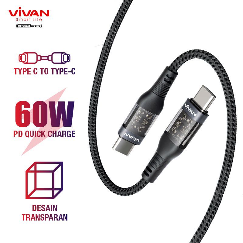 kabel data VIVAN Explore-CC 60W Tipe-C to Tipe-C