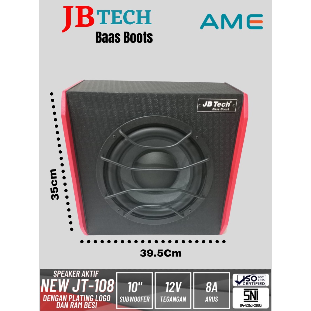 Subwoofer Aktif JB-Tech JT-108 BassTube Kotak Bass Box Mobil Aktif JB TECH 10 Inch