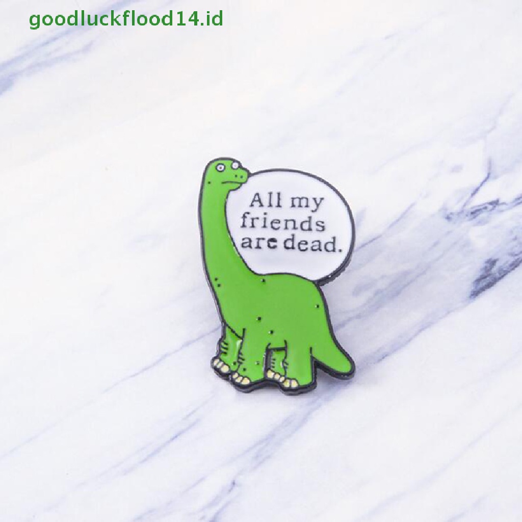 [GOOGFOUR] Kartun Chic Hijau Dinosaurus Lencana Perhiasan Logam Enamel Pin Bros Lucu  [Atasan]