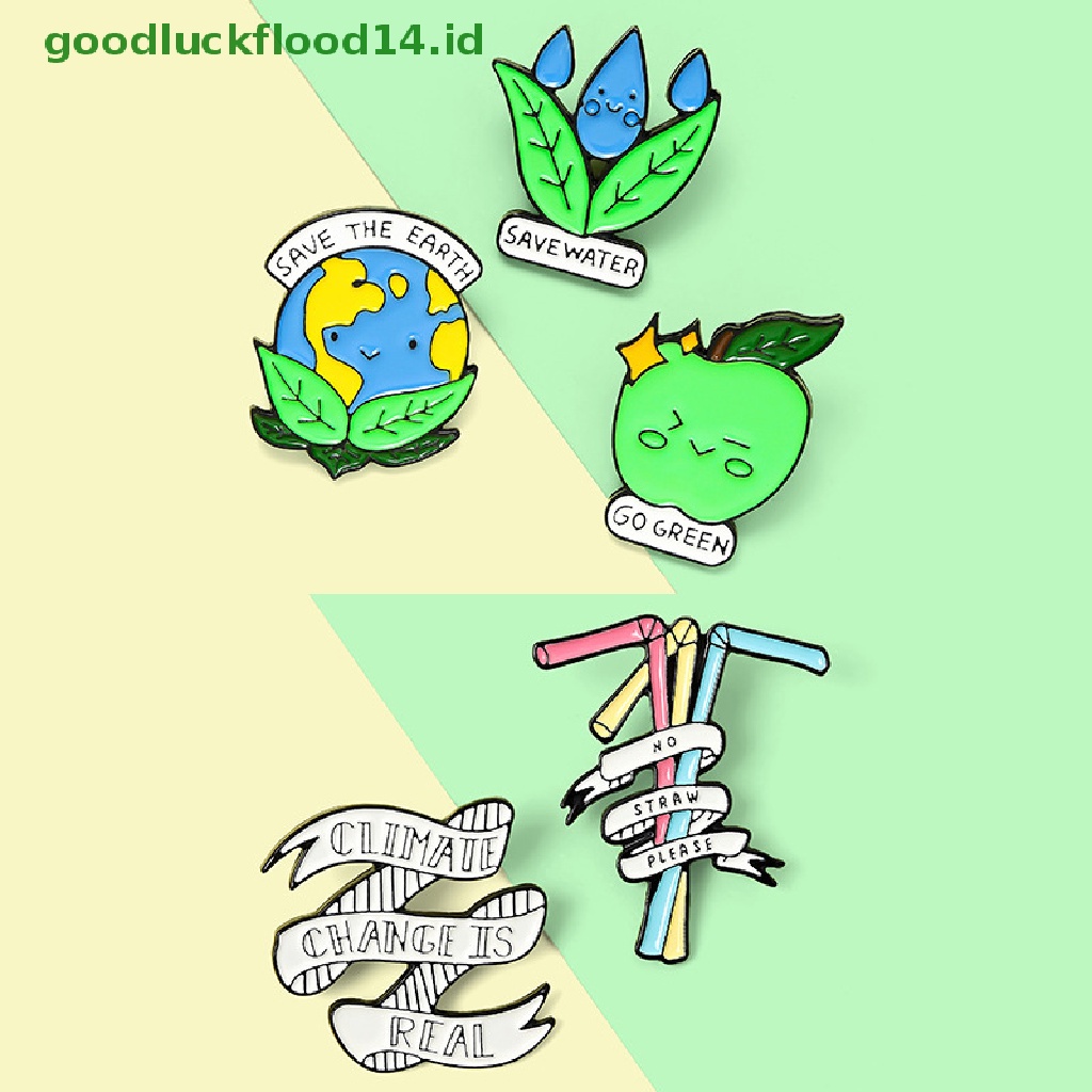 [GOOGFOUR] Save the Earth Enamel Protect Environment Bros Tas Pakaian Kerah Pin Lencana [TOP]