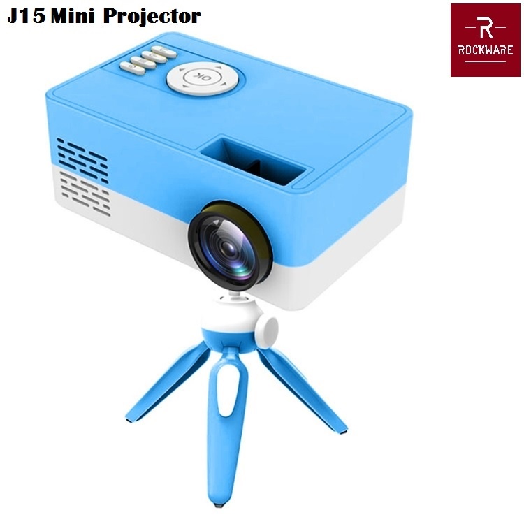 AKN888 - ROCKWARE J15 BASIC Version - Mini Projector 50 ANSI Lumens FREE TRIPOD