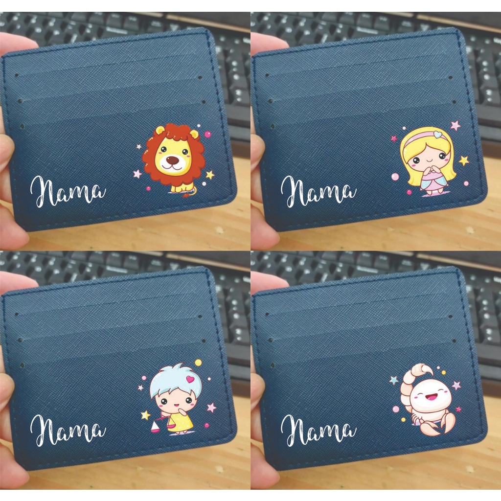 DOMPET KARTU DESIGN 12 ZODIAK KONSTELASI CAPRICORN VIRGO AQUARIUS LEO TAURUS DST -  FREE TULIS NAMA