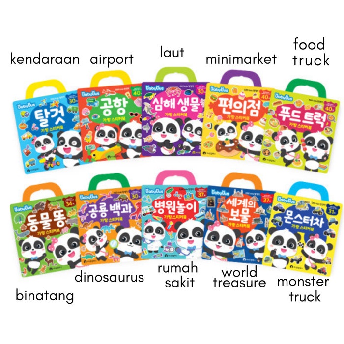 Booki Babybus Reusable Sticker Bag Buku Stiker Anak Gambar Babybus