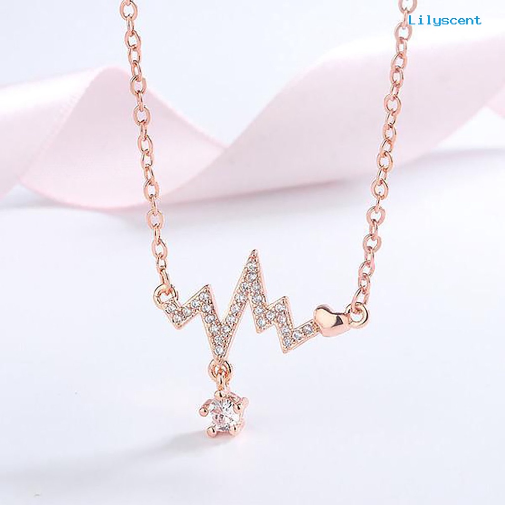 Ls Kalung Wanita Geometris Artistik Hati Ekg Liontin Alloy Necklace Untuk Pesta