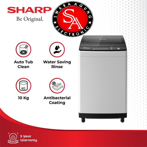 Mesin Cuci Top Loading 10Kg Sharp Type: ES-M1000T (Khusus Daerah Medan)