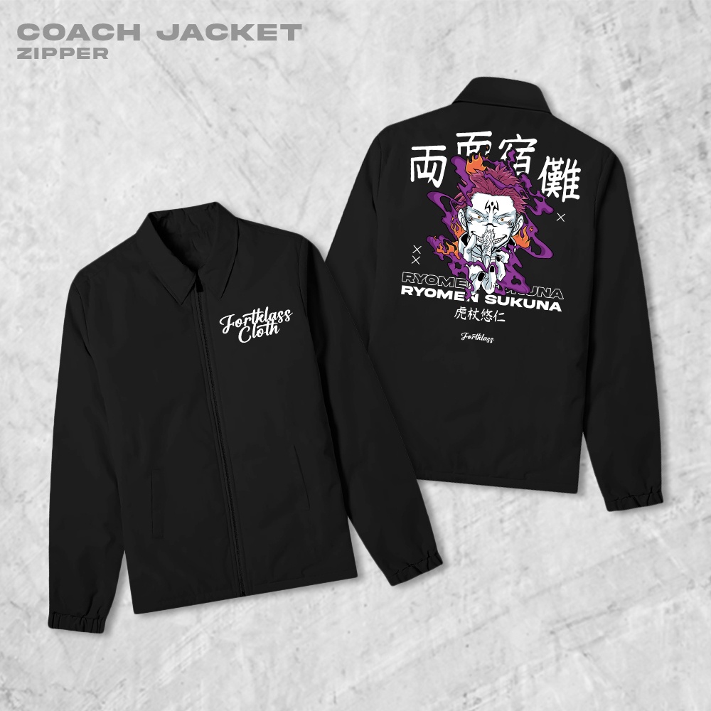 HIPNOP Sukuna Coach Zipper Jaket Polos Pria Jaket Parasut Unisex