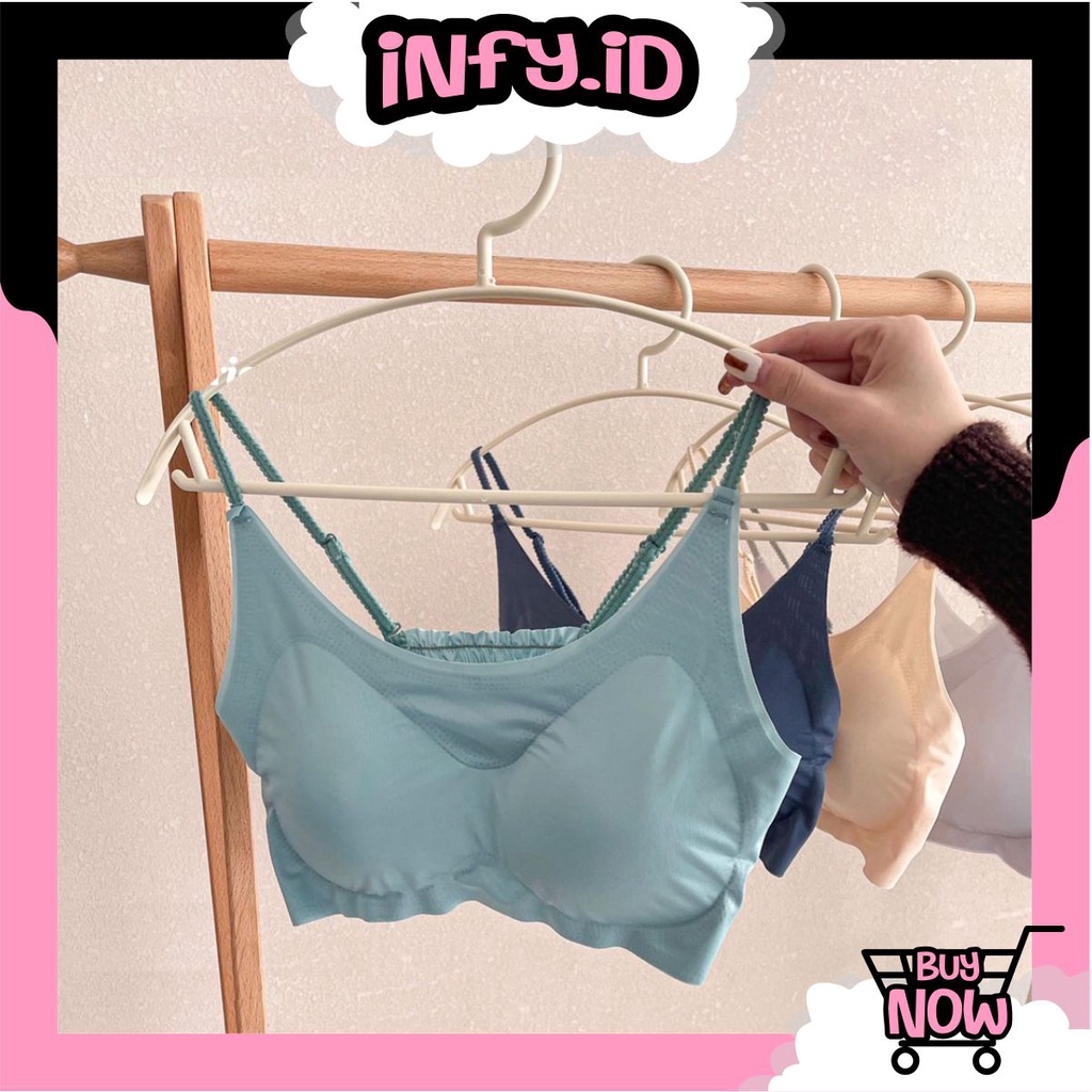 INFY - Pakaian Dalam Wanita Bra Tanpa Kawat Polos Yoga Bra Push Up Sport Bra B072