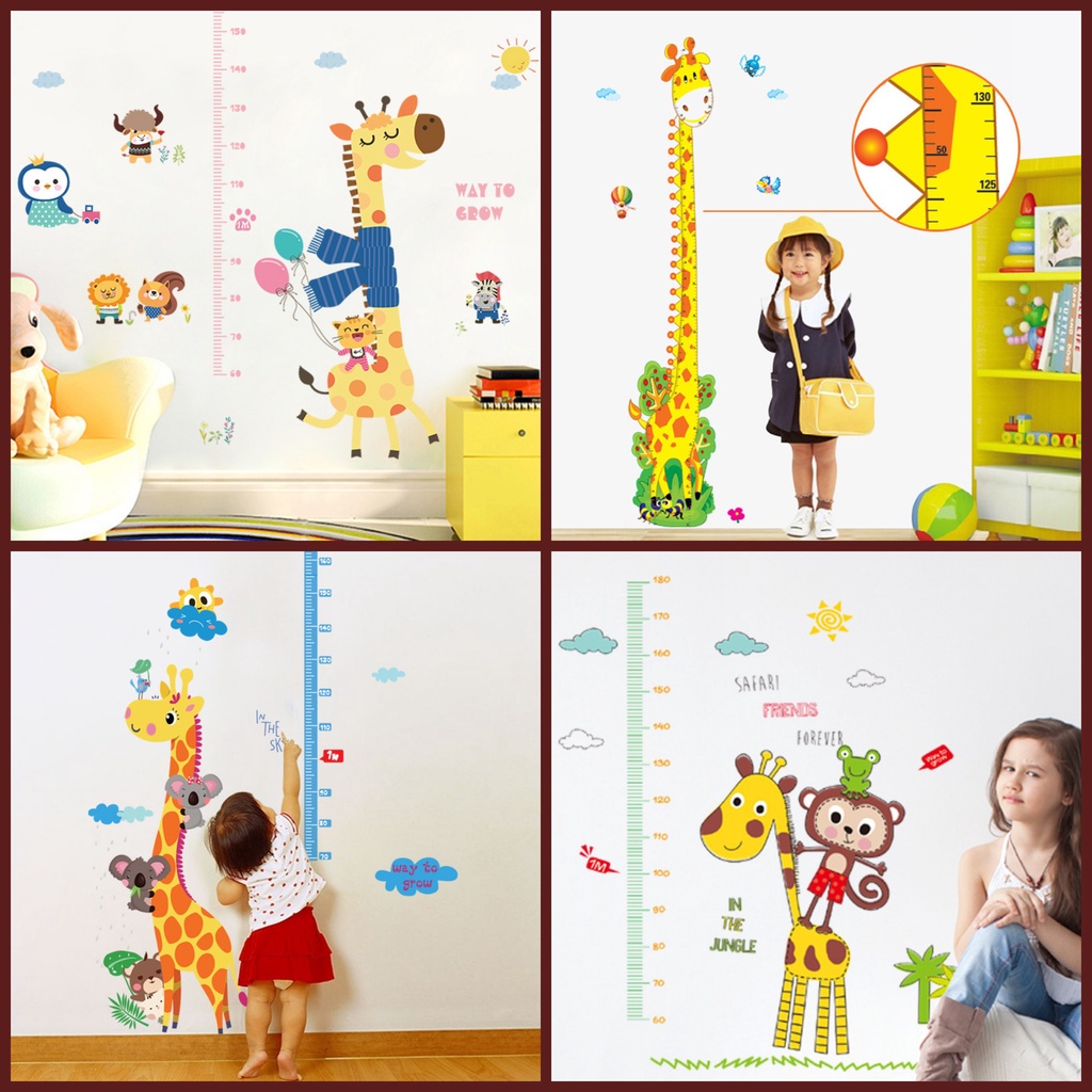 RELIZA WALL STICKER PENGUKUR TINGGI BADAN ANAK HEWAN GROW UP ANIMAL STIKER DINDING LDR29