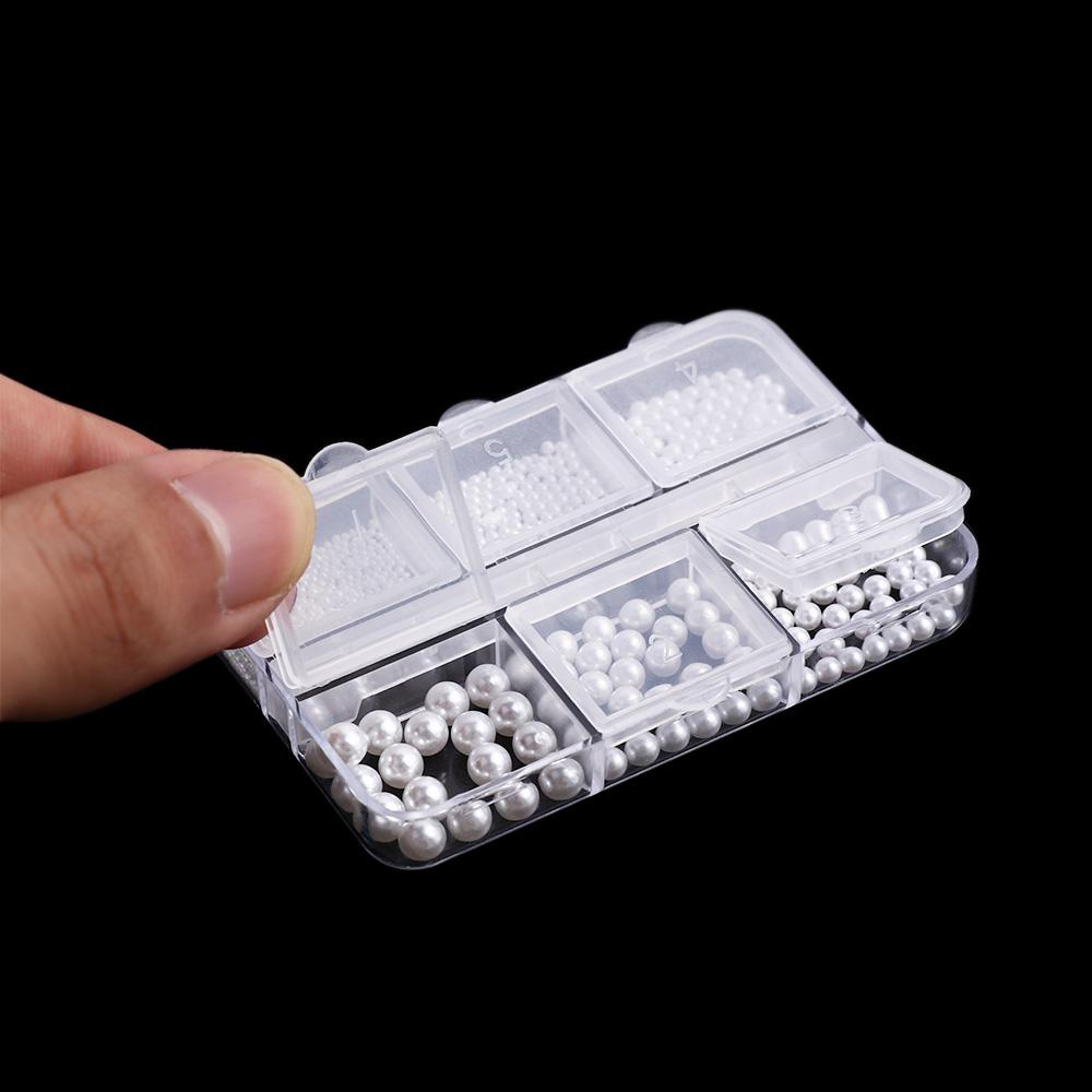 Mxbeauty Hiasan Kuku Mutiara 6kisi Jepang 3D Perhiasan Kuku Putih Pearlescent Manicure Aksesoris Hiasan Kuku Pearl Nail Drills