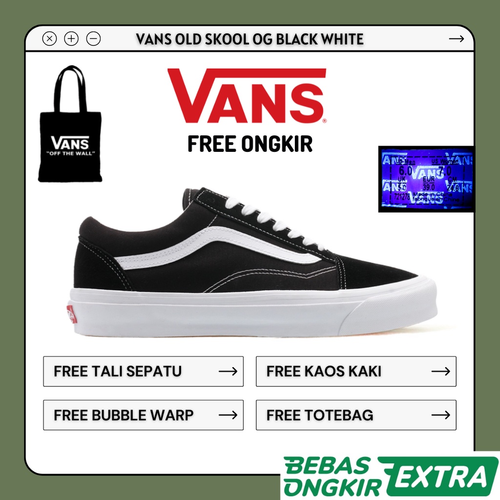 Sepatu Old SKool Og Black White Sepatu Sneakers Old School OldSkool Hitam Putih