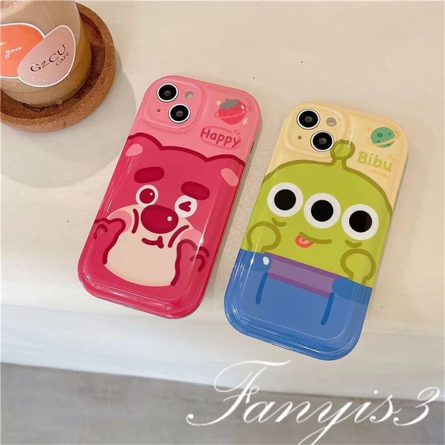 Compatible For iPhone 14 13 12 11 Pro Max X XR Xs Max 8 7 6 6s Plus SE 2020 Kompatibel Untuk Strawberry Bear Monster Phone Case TPU Soft Cover Pelindung