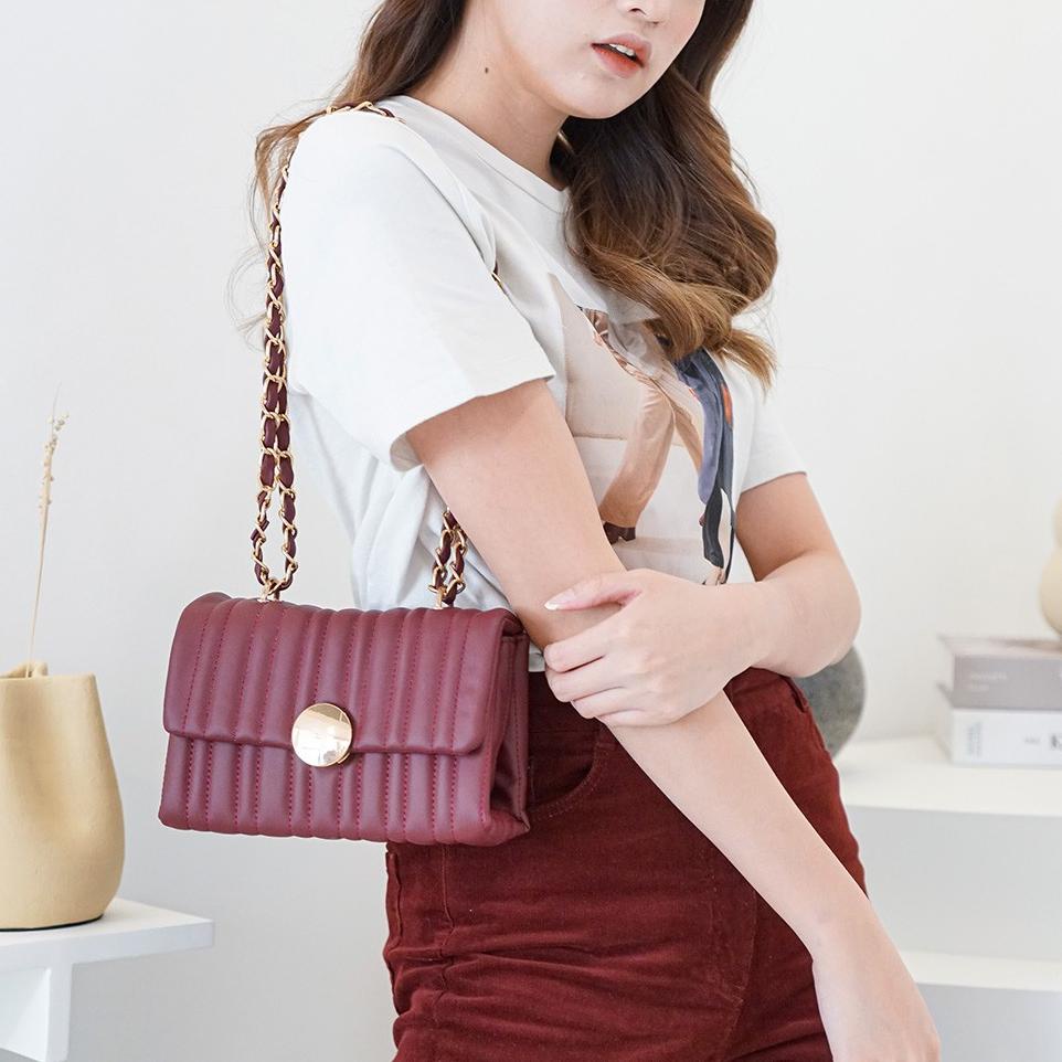 Tas Wanita Selempang Willow Maroon Merche [KHS.10Ja23ᵀ]