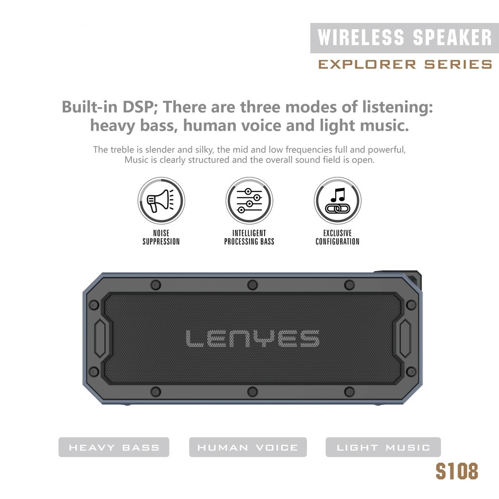 LENYES S108 40w waterproof ipx7 outdoor wireless bluetooth hifi stereo portable speaker heavy bass