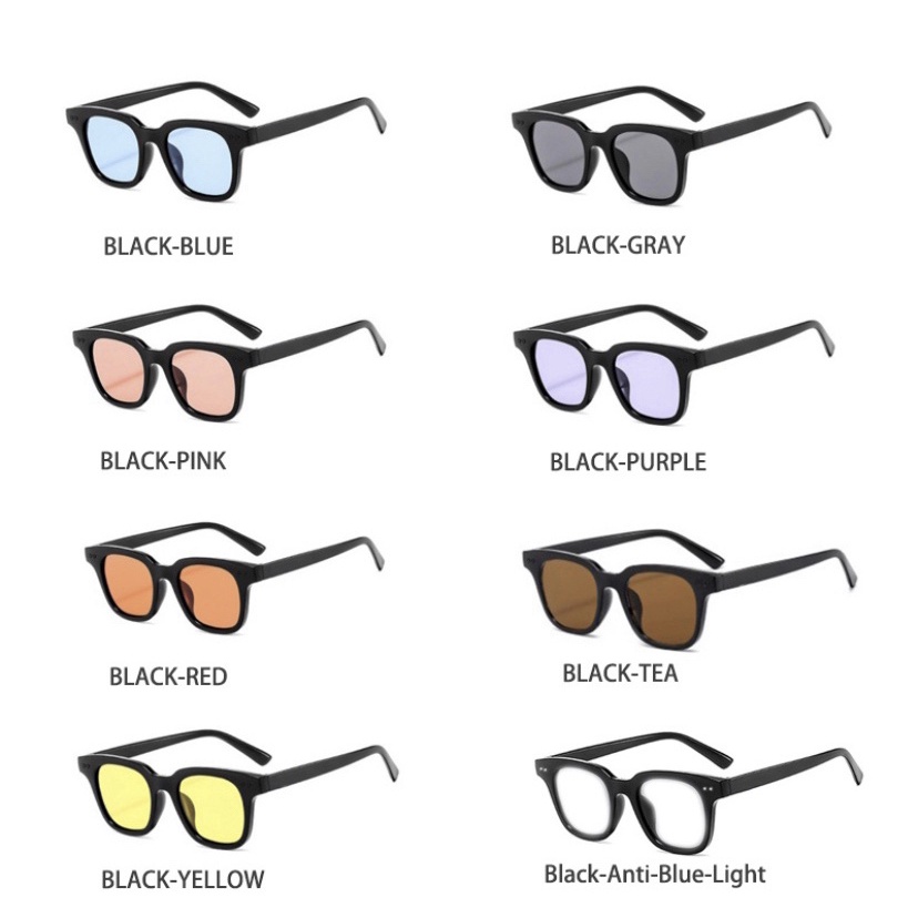 COD❤Korea Kacamata Hitam Warna Permen Kacamata Wanita / Pria Fashion Candy Color Warna Kuning Korea