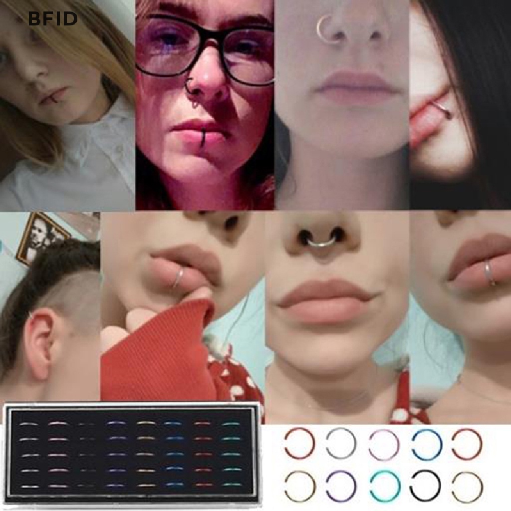 [BFID] 40/60pcs Wanita Cincin Hidung Baja Perak Surgical Hoop Cartilage Stud  [ID] Baju Kaos Distro Pria Wanita Lengan Panjang [ID]