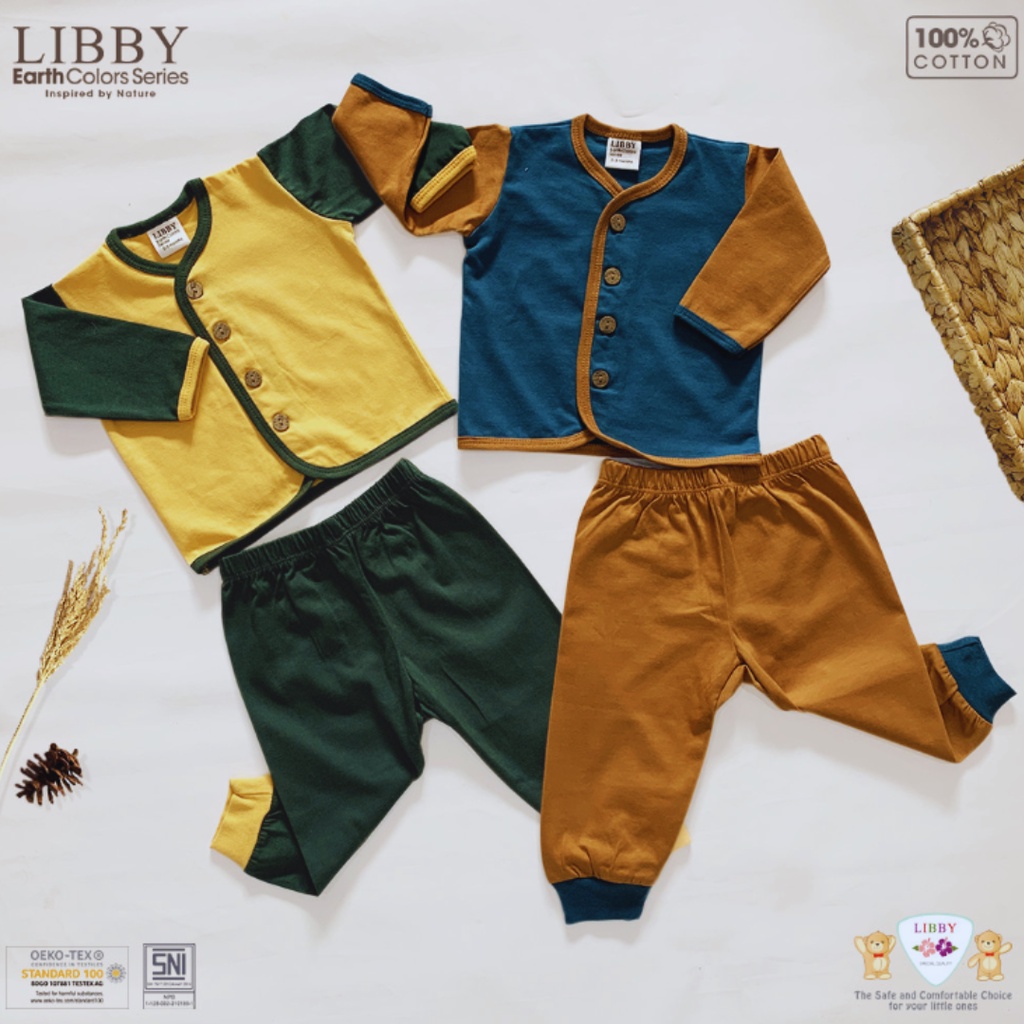 LIBBY Stelan Panjang Comfy Set Earth Combination Size 0-3|3-6|6-12 Bulan (1 stel/pack)