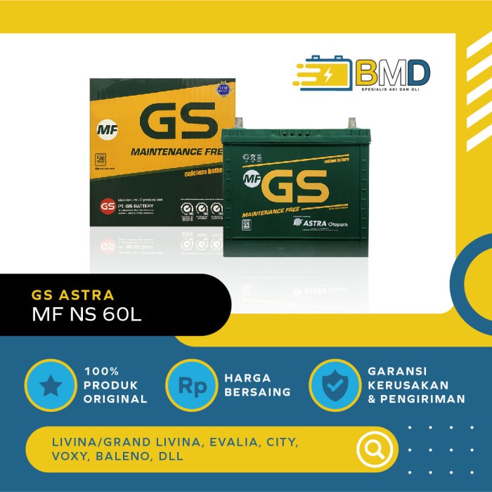 Aki GS ASTRA MF NS60L Livina, Grand Livina, Evalia, City, Voxy, Baleno