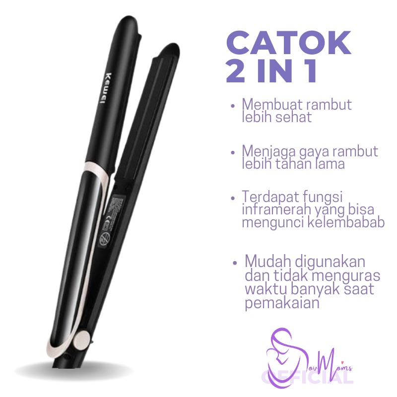 Hair Styler Alat Catok Catokan Rambut 2 In 1 Infrared Salon Carokan Cantokan Cetokan Catoka Pelurus Penglurus Pengeriting Pengriting Pengkriting Curler Curly Kerli Rambur Lurus Straight Straightener Straigh Otomatis Permanen Elektrik Ori Original Bagus