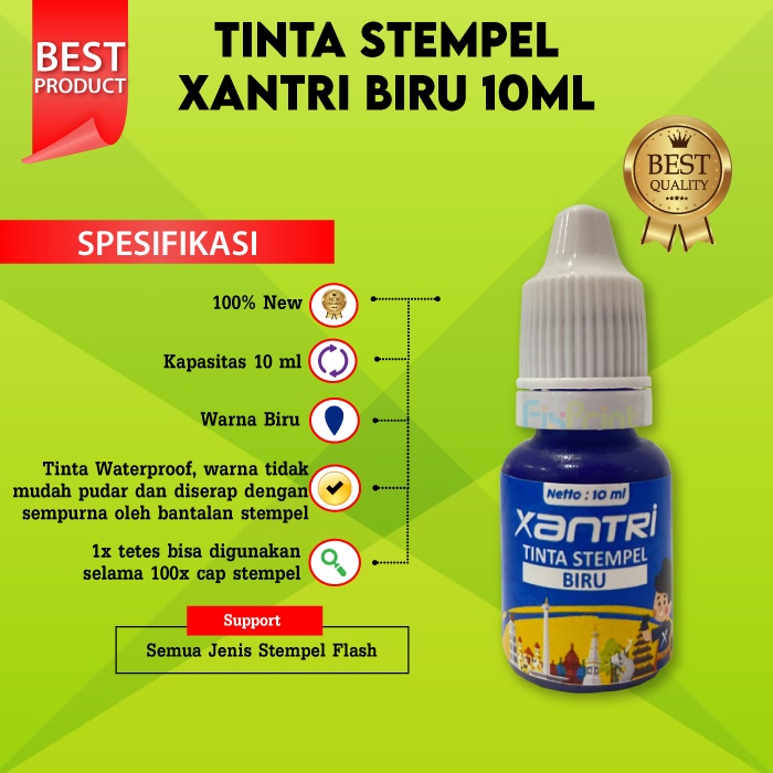Tinta Isi Ulang Stampel Stempel Flash Warna Anti Luntur 10 ml Refill Ink Stamp Stampel HItam Biru Merah Pink Hijau Orange Ungu 10ml