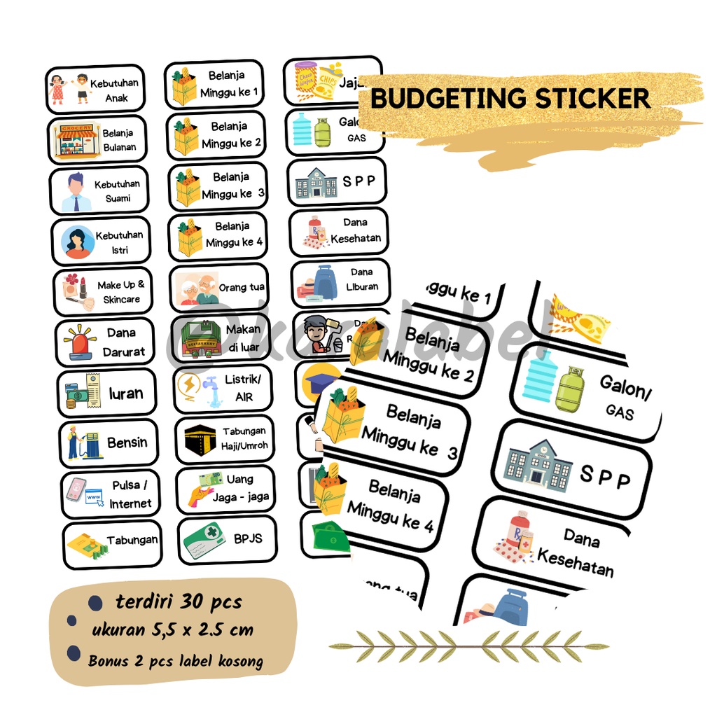

Sticker Budgeting 30 pcs/ Sticker Dompet Keuangan /Label Wallet Organizer