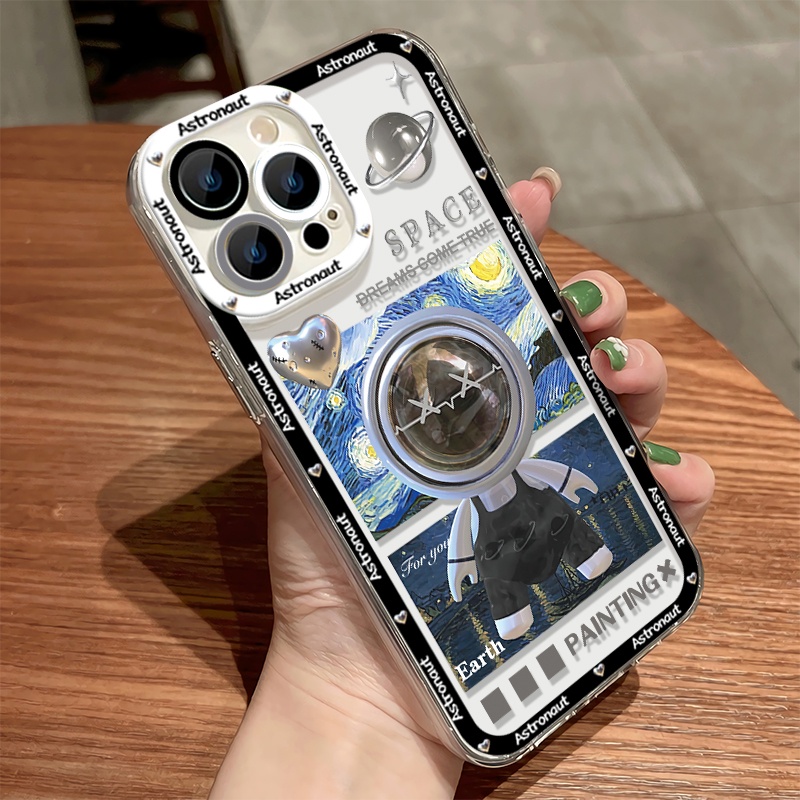 IPHONE Astronot Lucu Soft Case Kompatibel Untuk Iphone14 13 12 11 Pro Max XS XR X8 7 6S Plus Casing Ponsel Mini Transparan TPU Silikon Shockproof Cover