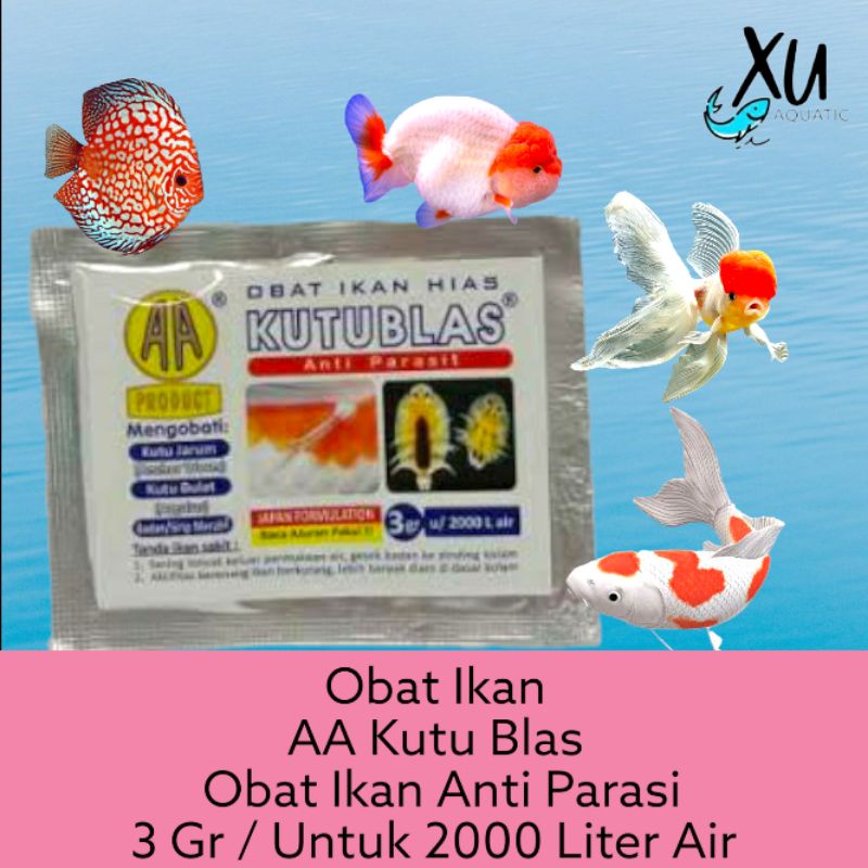 KUTUBLAS OBAT IKAN HIAS KUTU BLAS PENGHILANG KUTU IKAN / PARASIR BUBUK 3 GR