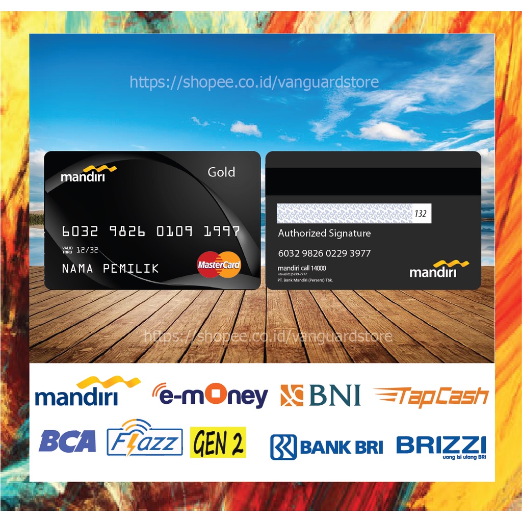 KARTU E MONEY E TOLL KARTU MANDIRI GLD MASTERCARD 2 DEBIT CREDIT EMONEY MANDIRI FLAZZ BCA BNI TAPCASH BRIZZI BRI - 2 SISI